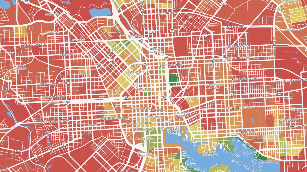 Mount Vernon, Baltimore, MD Map of Burglary Rates