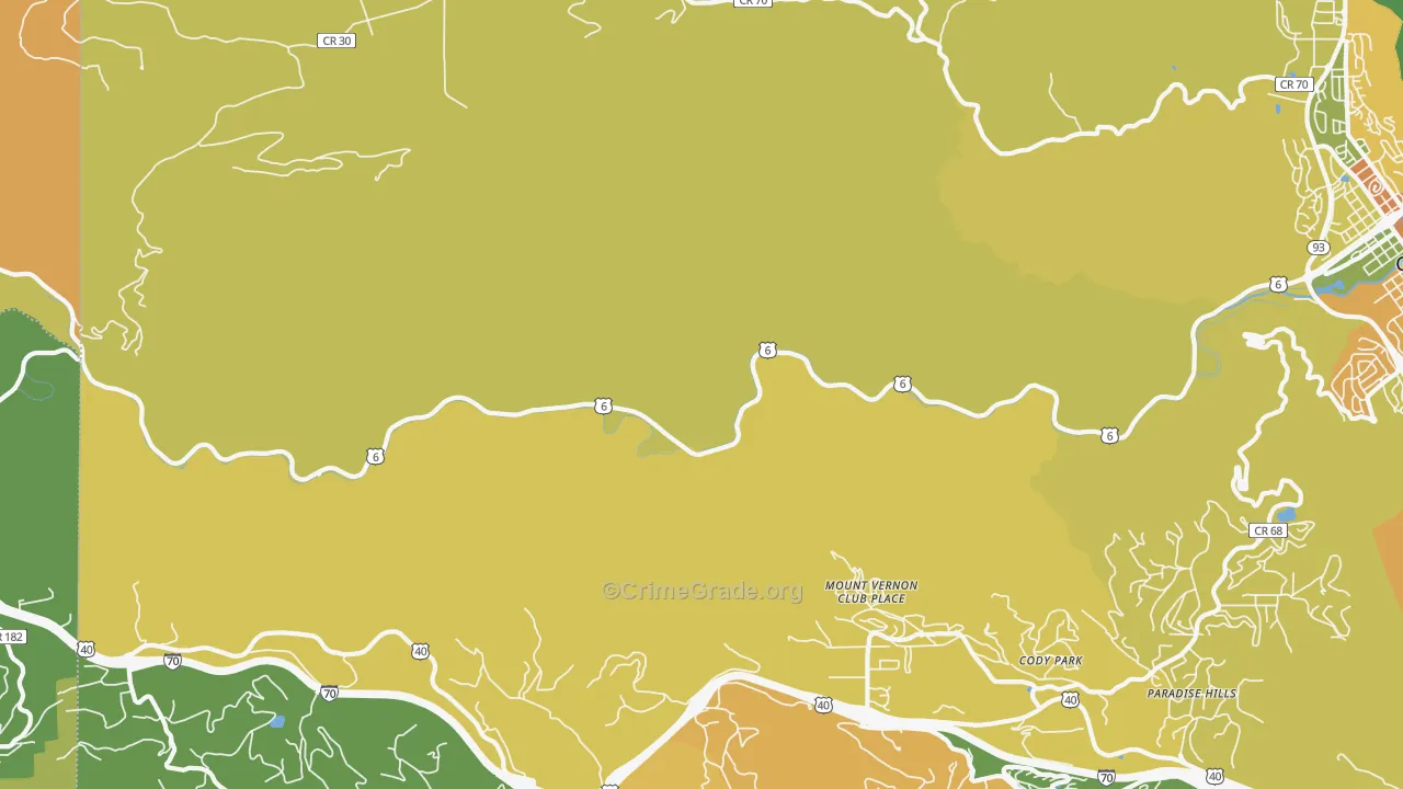 Mount Vernon Club Place, CO Map of Burglary Rates