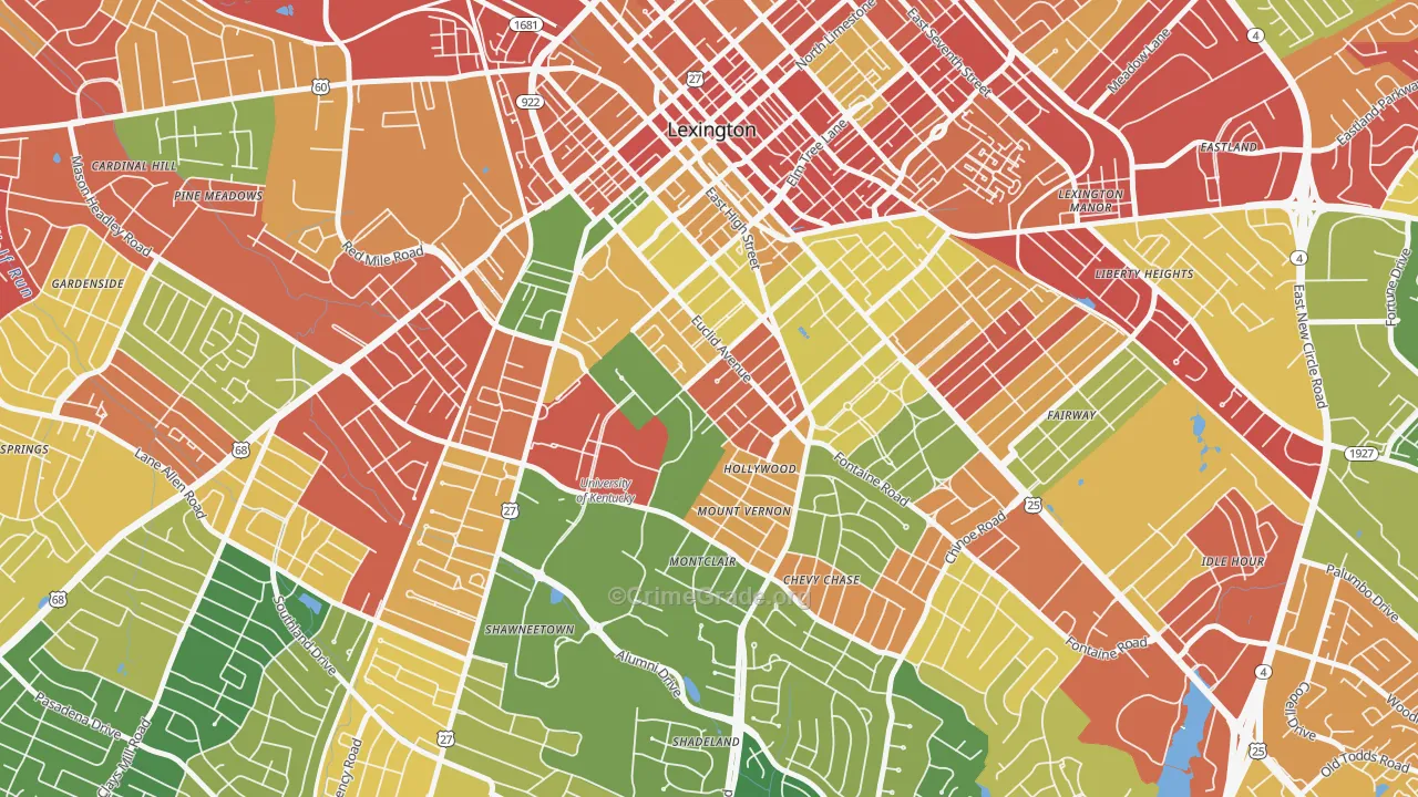 Mount Vernon-Hollywood-Montclair, Lexington, KY Map of Burglary Rates