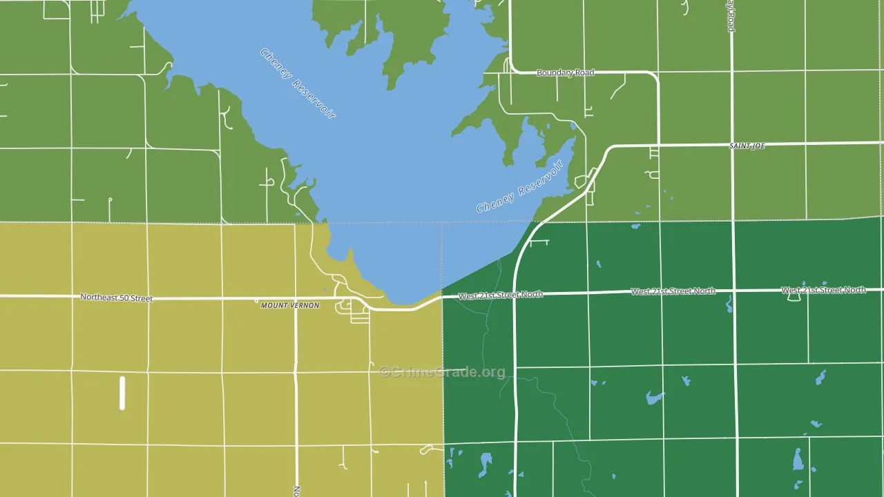 Mount Vernon, KS Map of Burglary Rates