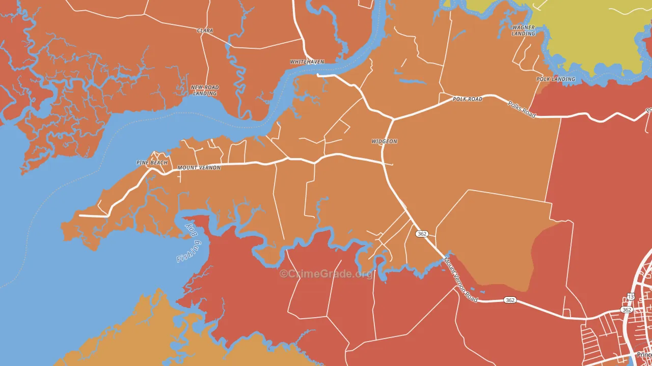 Mount Vernon, MD Map of Burglary Rates