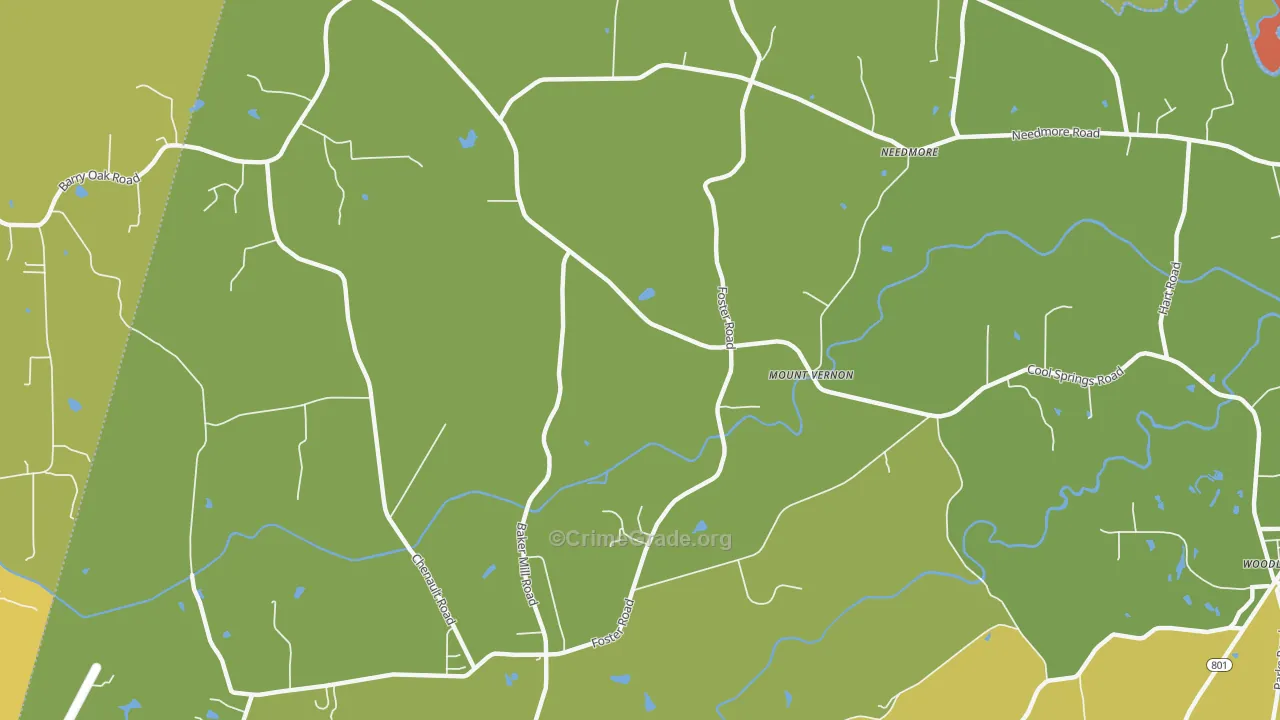 Mount Vernon, NC Map of Burglary Rates