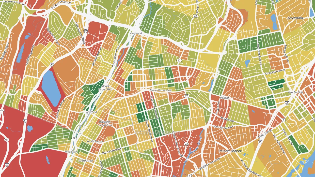 Mount Vernon, NY Map of Burglary Rates
