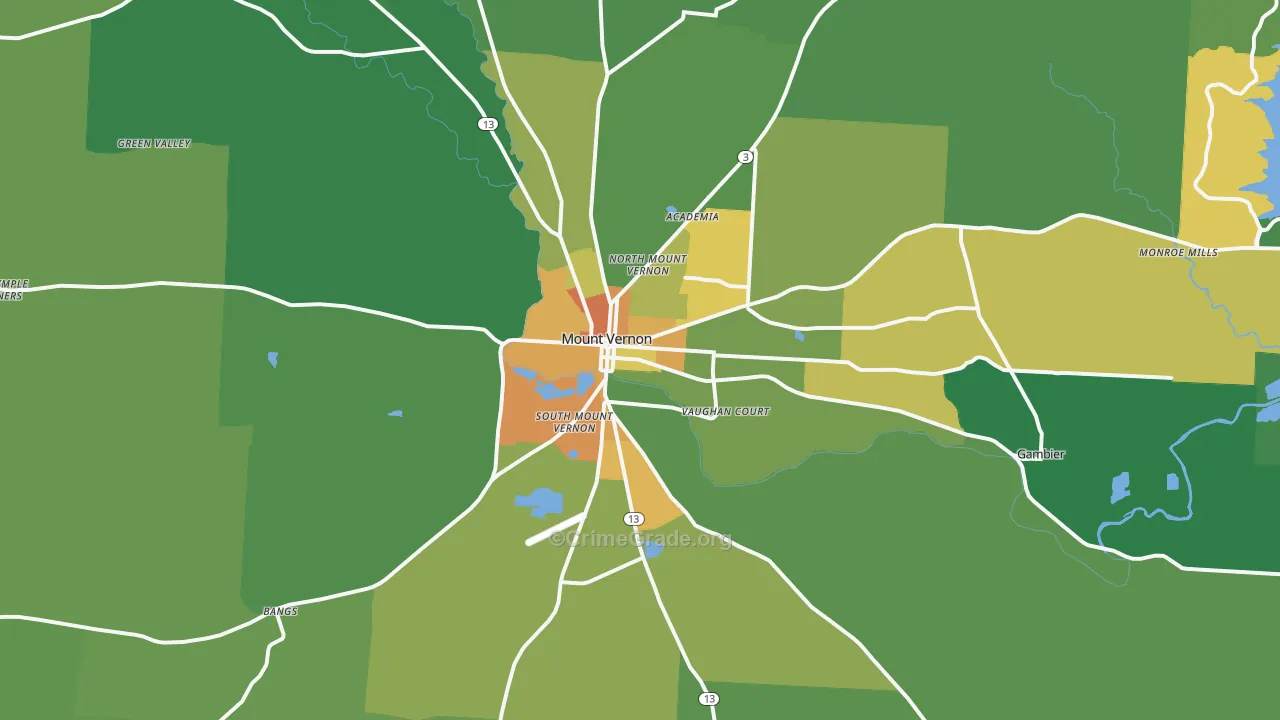 Mount Vernon, OH Map of Burglary Rates