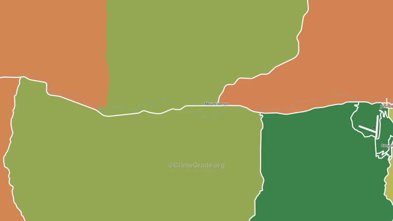 Mount Vernon, OR Map of Burglary Rates