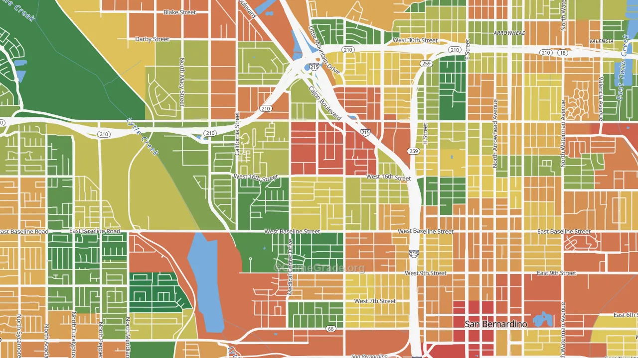 Mount Vernon, San Bernardino, CA Map of Burglary Rates