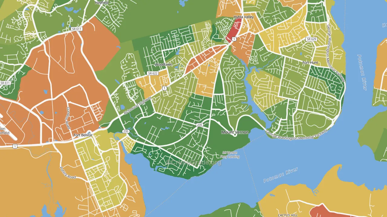 Mount Vernon, VA Map of Burglary Rates