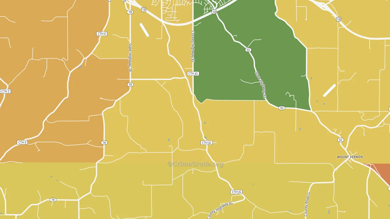 Mount Vernon, WI Map of Burglary Rates