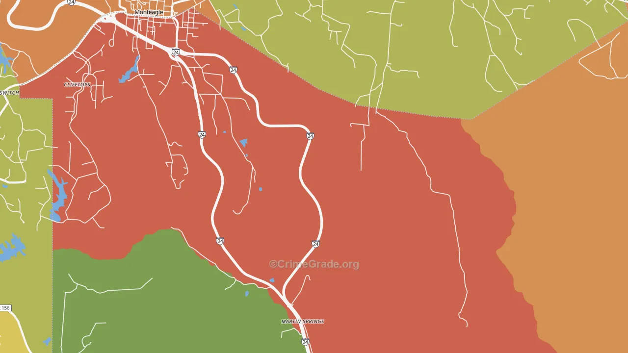 Mount View, TN Map of Burglary Rates