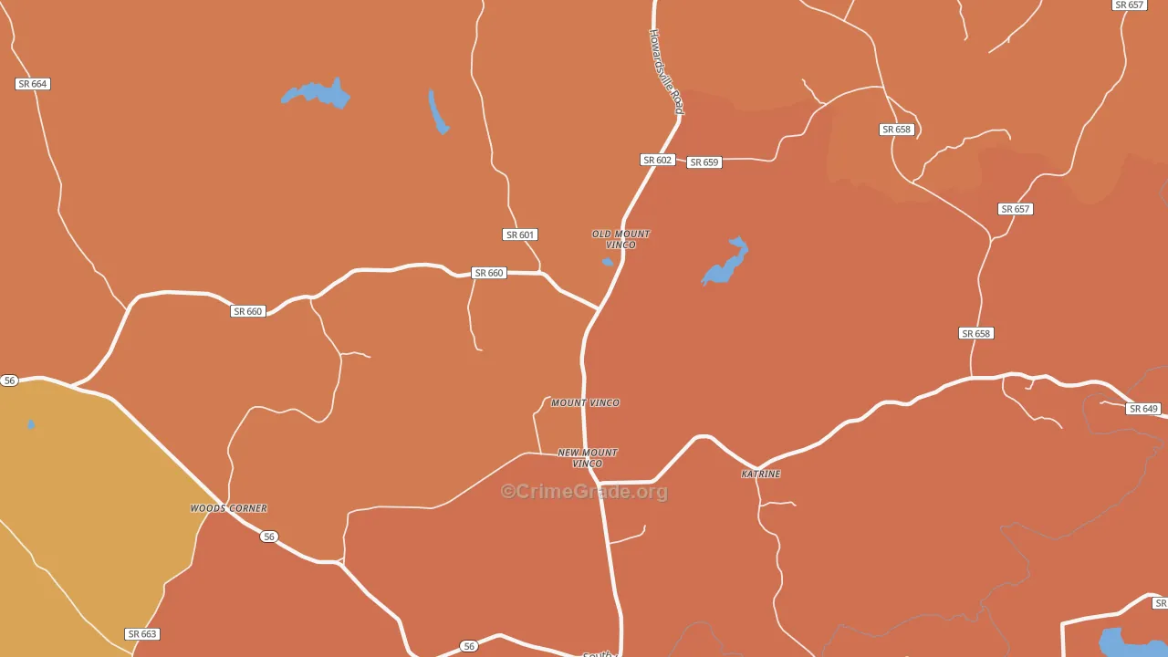 Mount Vinco, VA Map of Burglary Rates
