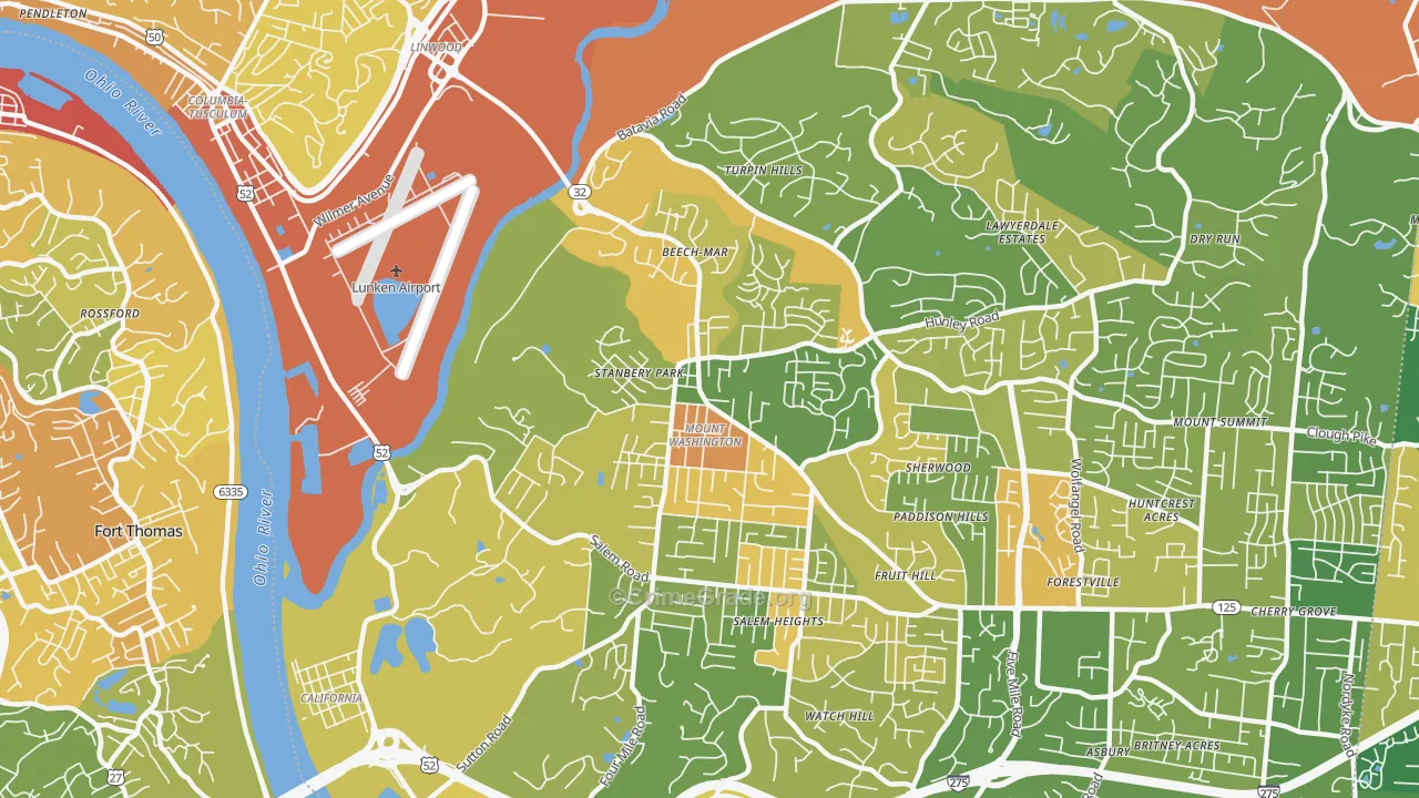 Mount Washington, Cincinnati, OH Map of Burglary Rates