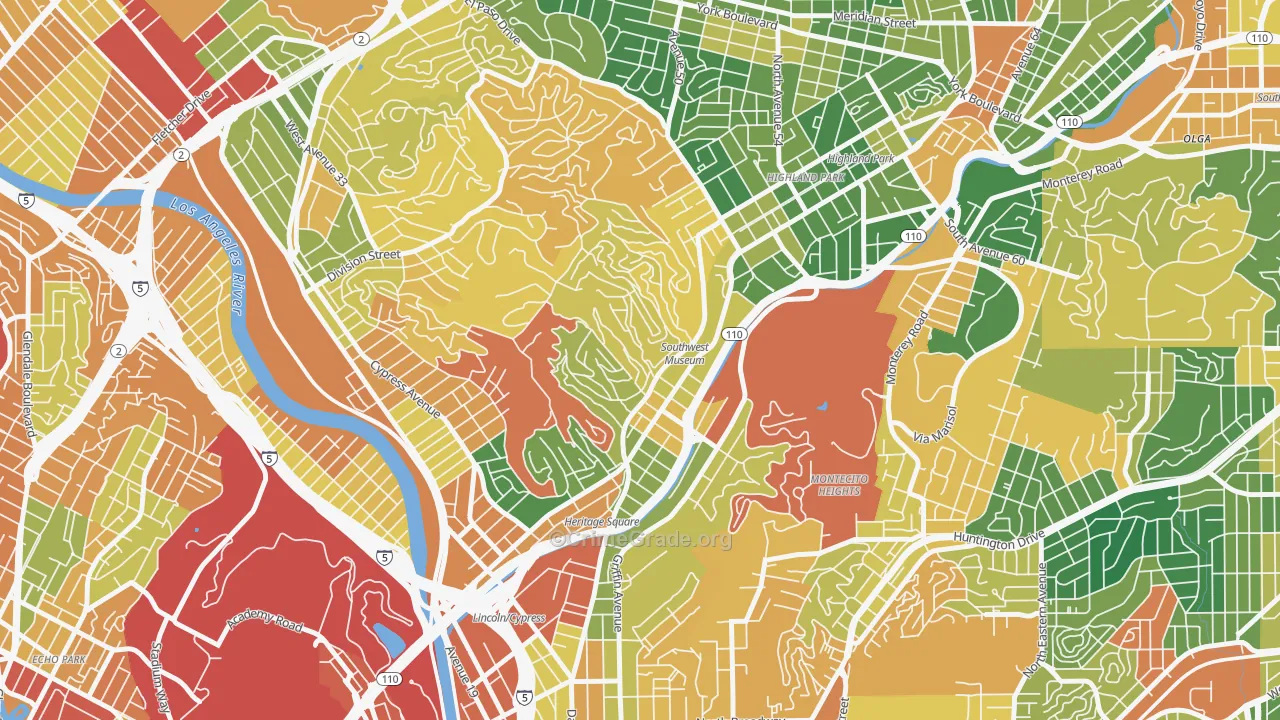 Mount Washington, Los Angeles, CA Map of Burglary Rates