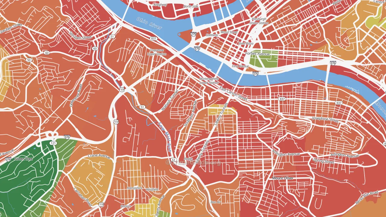 Mount Washington, Pittsburgh, PA Map of Burglary Rates