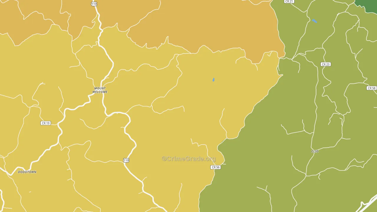 Mount Welcome, WV Map of Burglary Rates