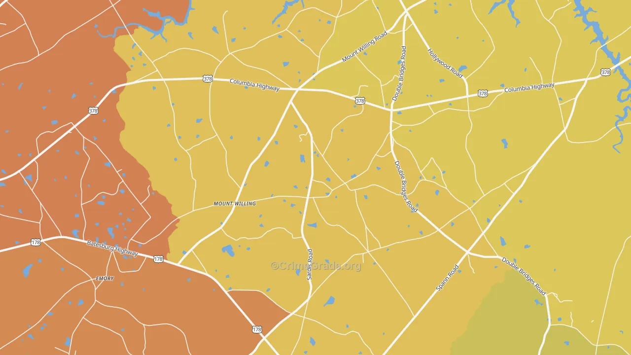 Mount Willing, SC Map of Burglary Rates