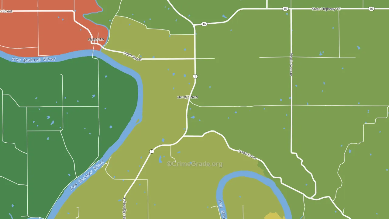 Mount Zion, IA Map of Burglary Rates