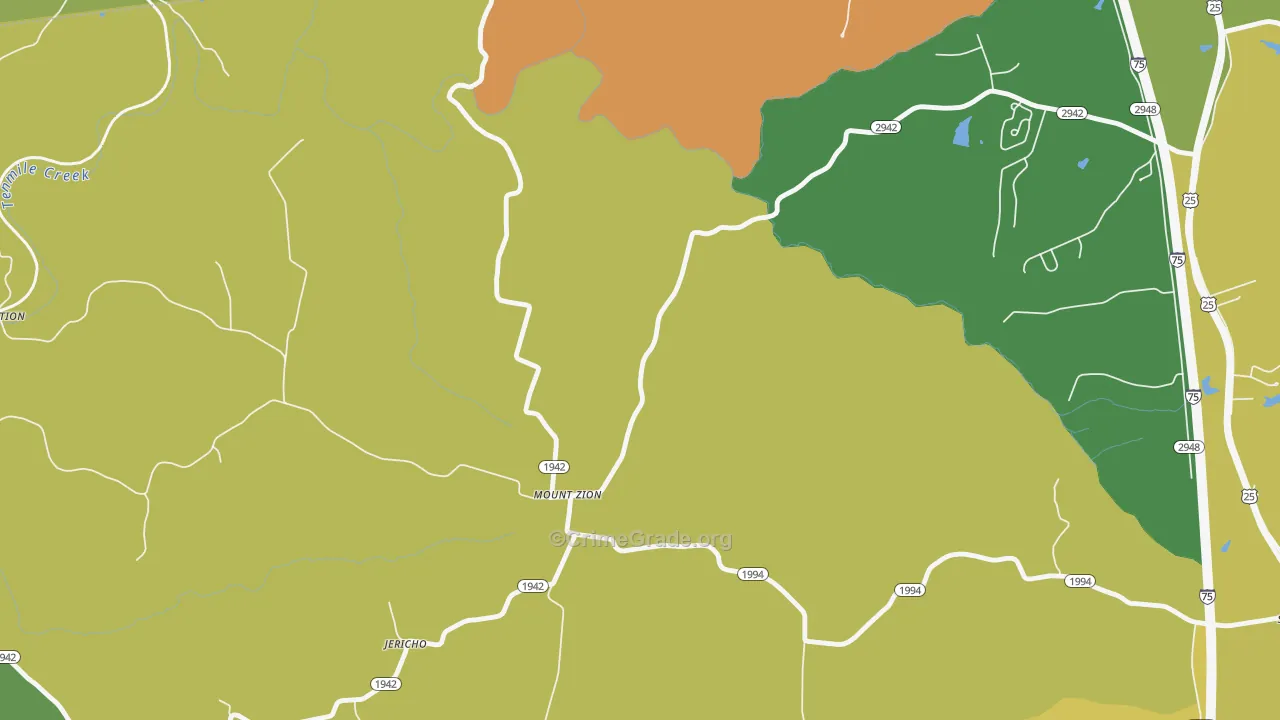 Mount Zion, KY Map of Burglary Rates
