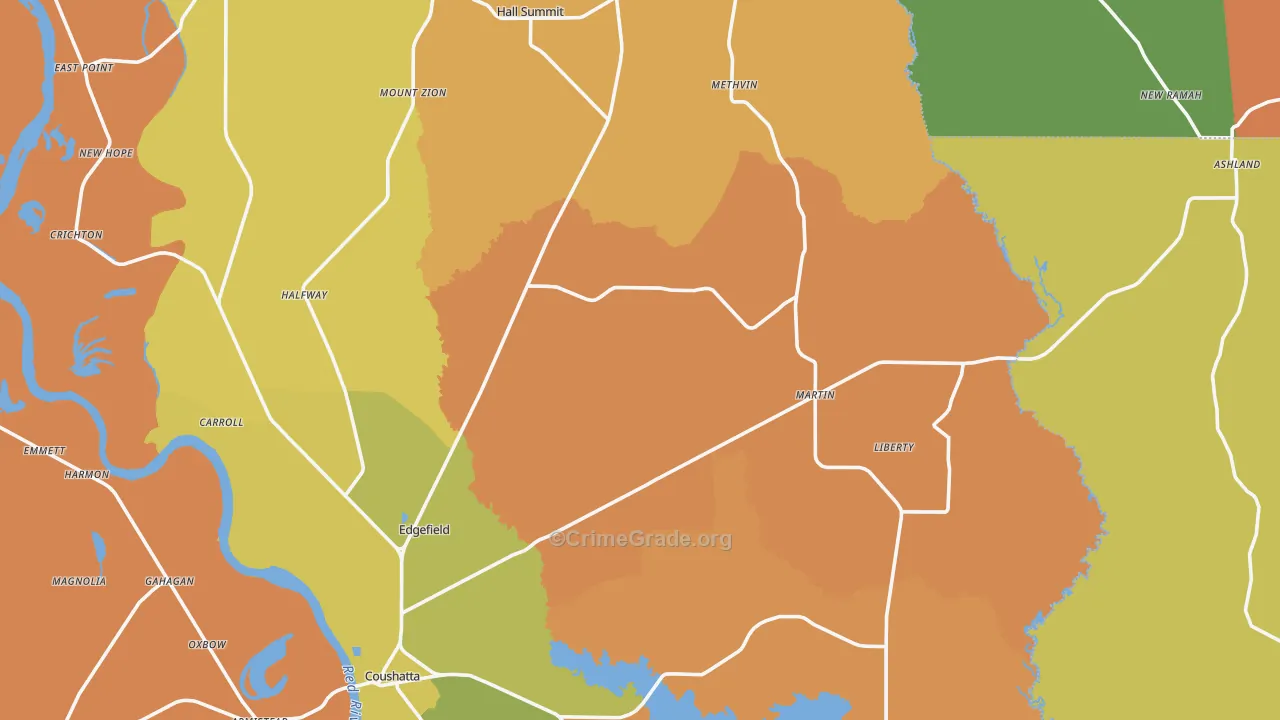 Mount Zion, LA Map of Burglary Rates