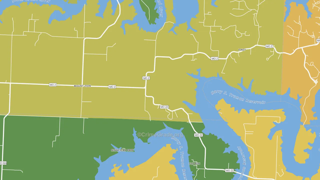 Mount Zion, MO Map of Burglary Rates