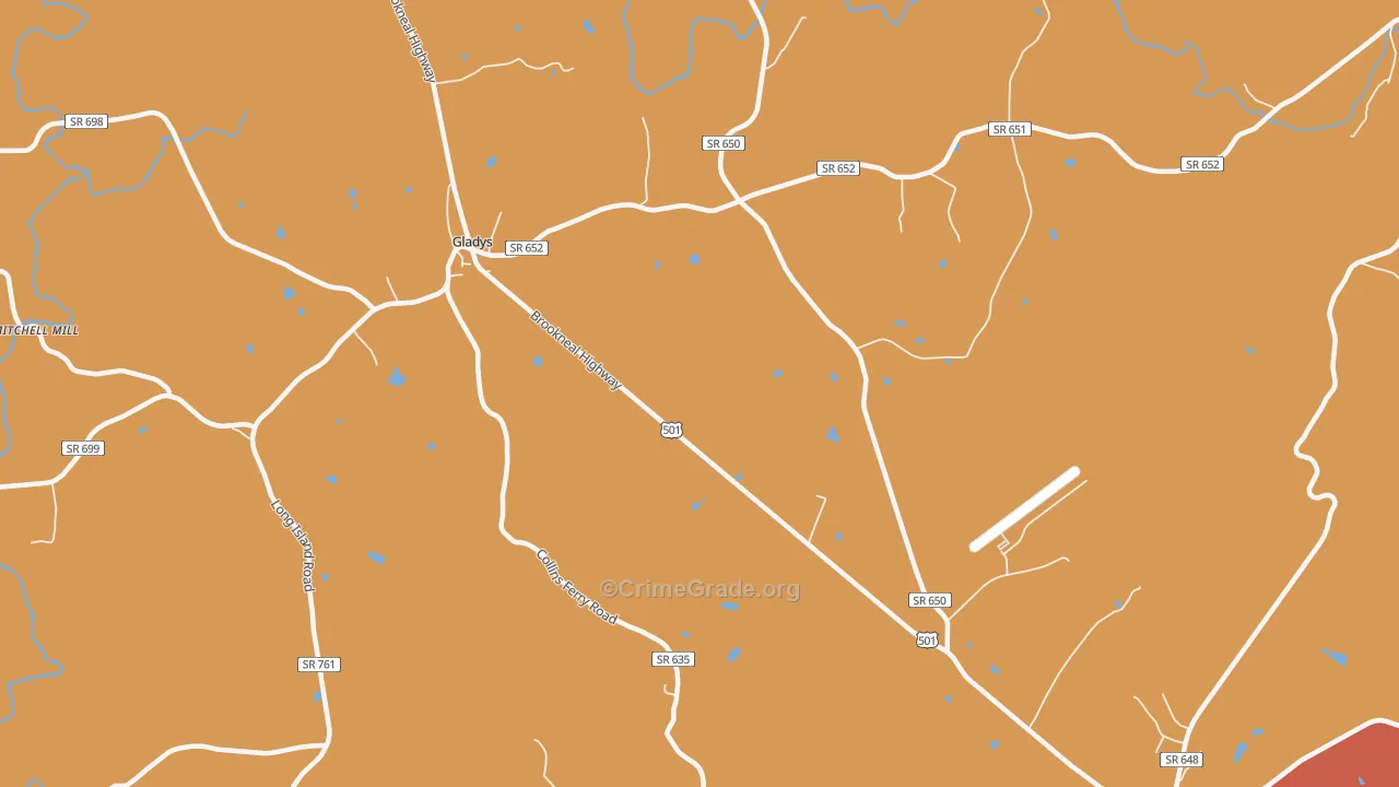 Mount Zion, VA Map of Burglary Rates