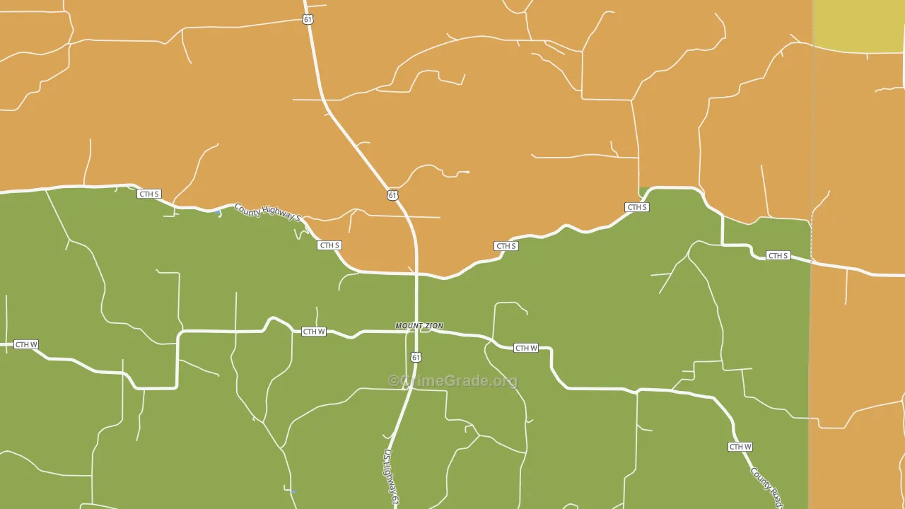 Mount Zion, WI Map of Burglary Rates
