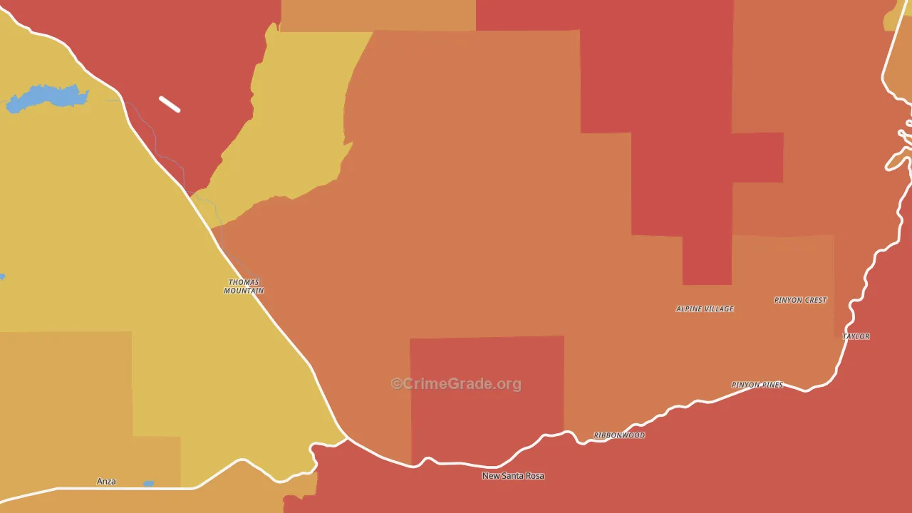 Mountain Center, CA Map of Burglary Rates