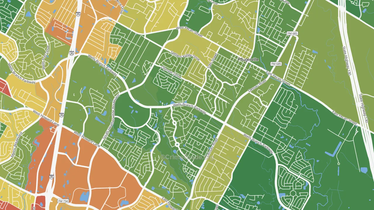 Mountain Creek, Pflugerville, TX Map of Burglary Rates