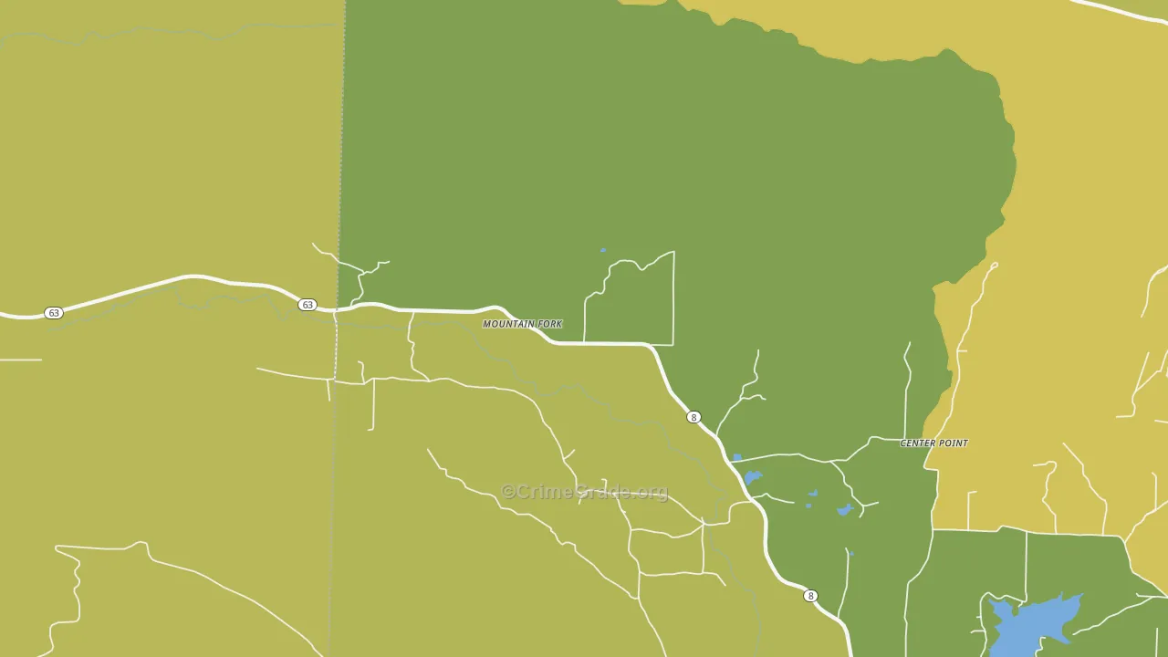 Mountain Fork, AR Map of Burglary Rates