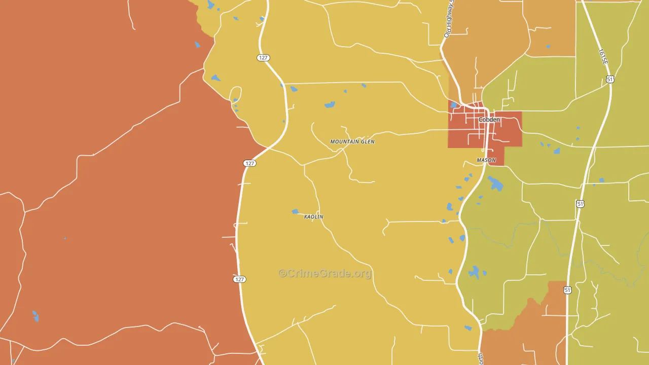 Mountain Glen, IL Map of Burglary Rates