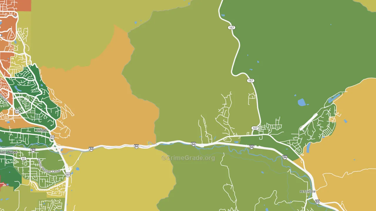 Mountain Green, UT Map of Burglary Rates