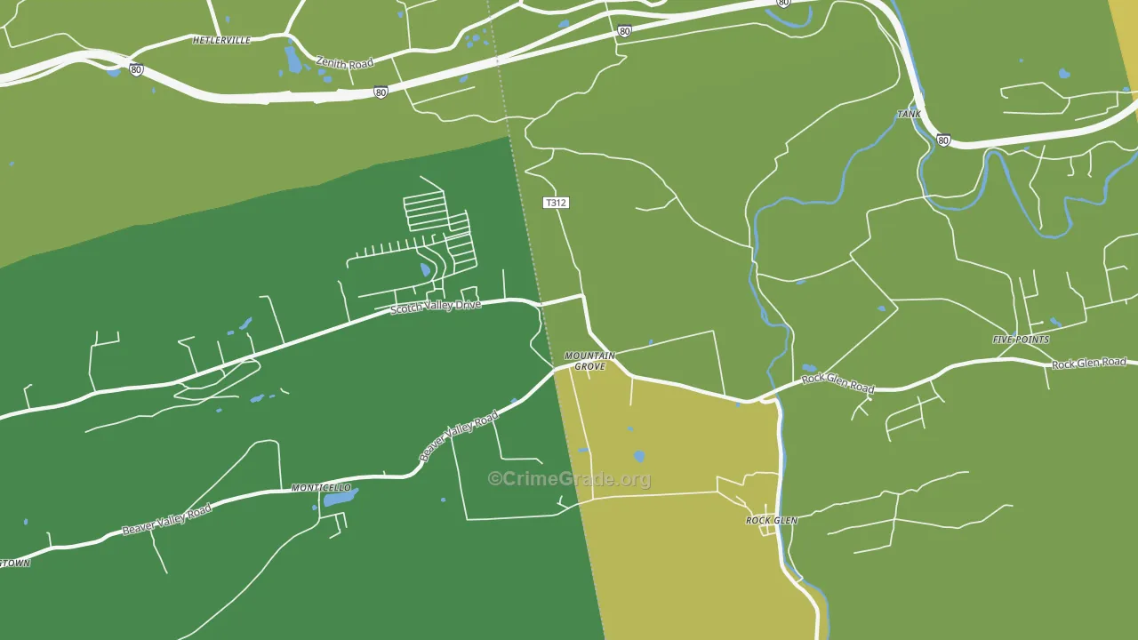 Mountain Grove, PA Map of Burglary Rates