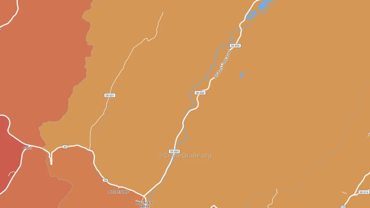 Mountain Grove, VA Map of Burglary Rates