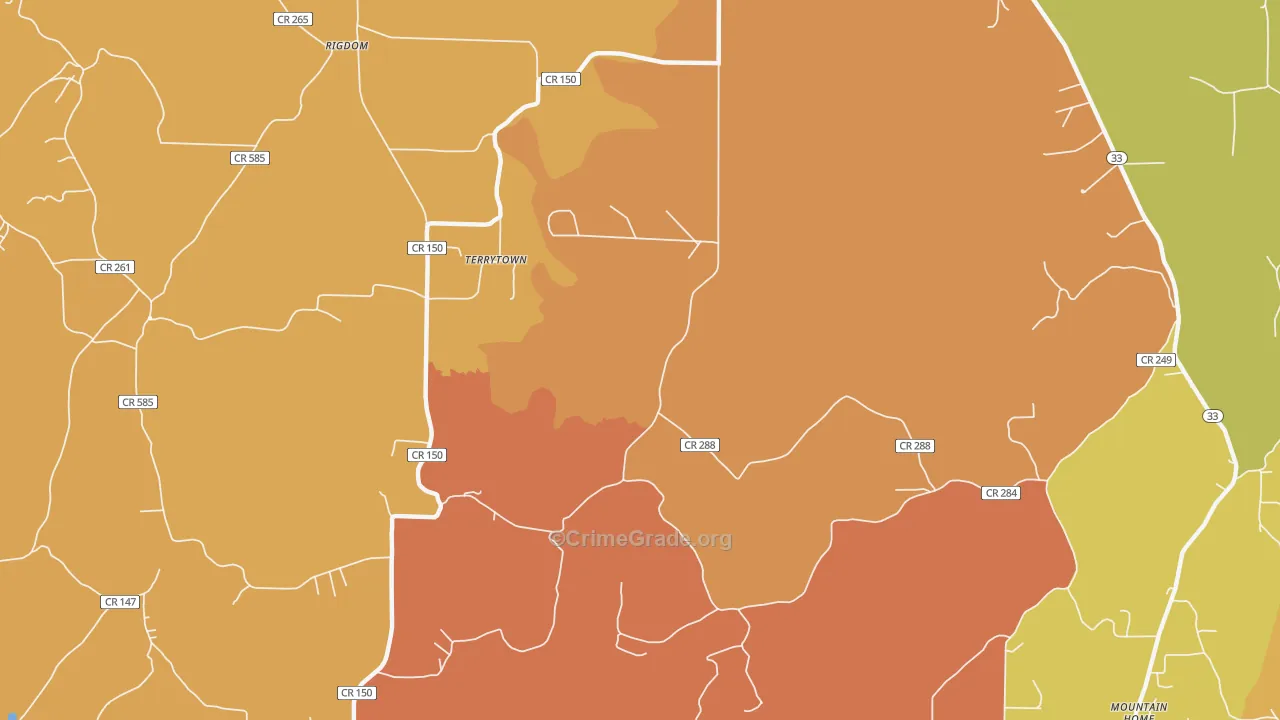 Mountain Home, AL Map of Burglary Rates