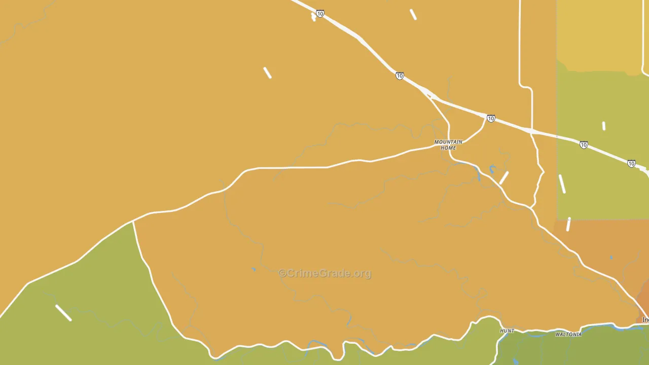 Mountain Home, TX Map of Burglary Rates