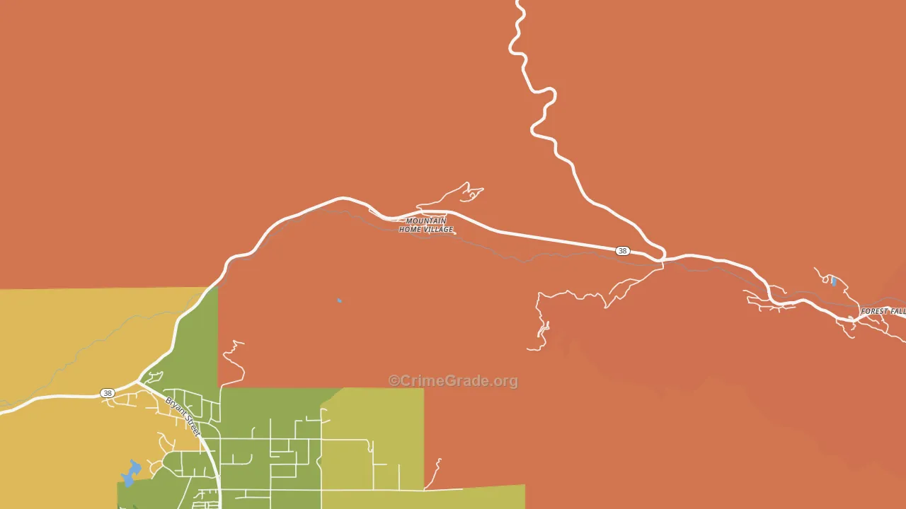 Mountain Home Village, CA Map of Burglary Rates