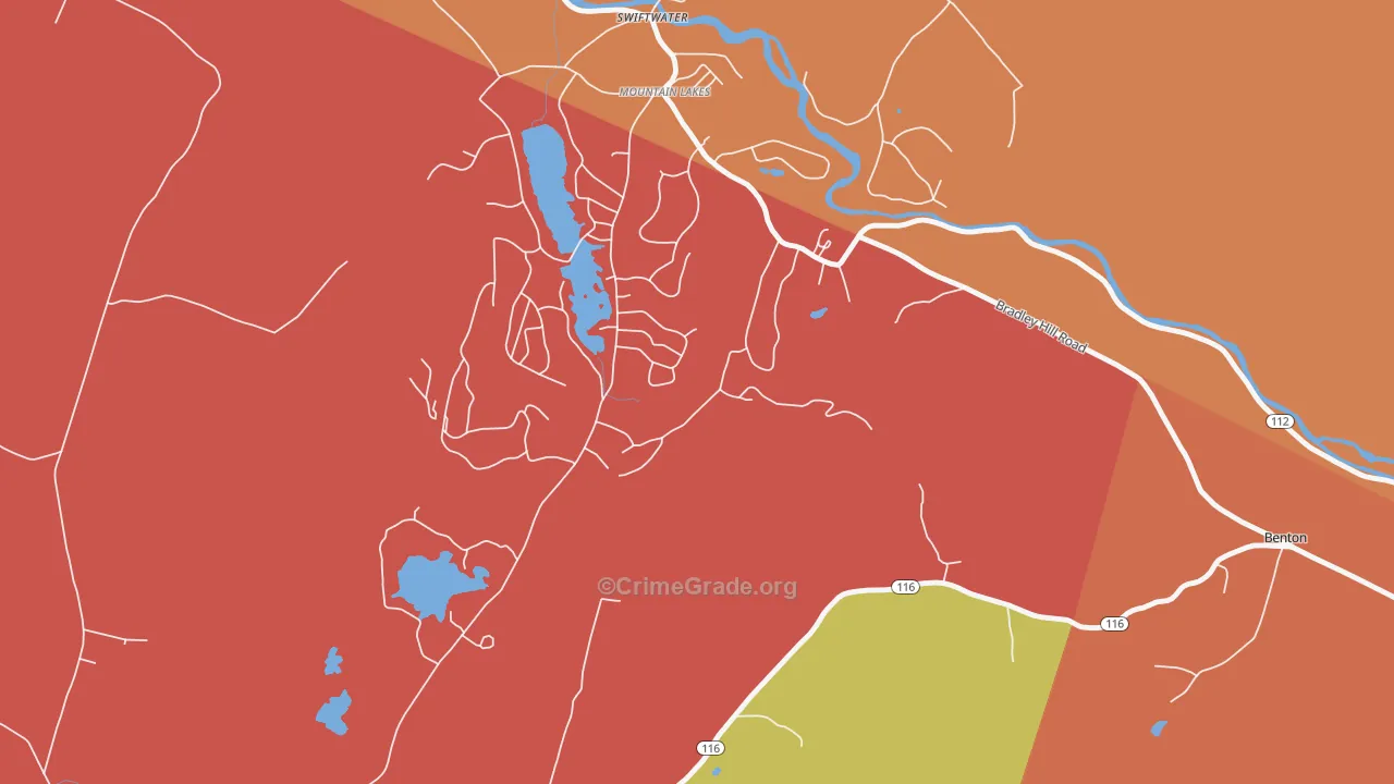 Mountain Lakes, NH Map of Burglary Rates