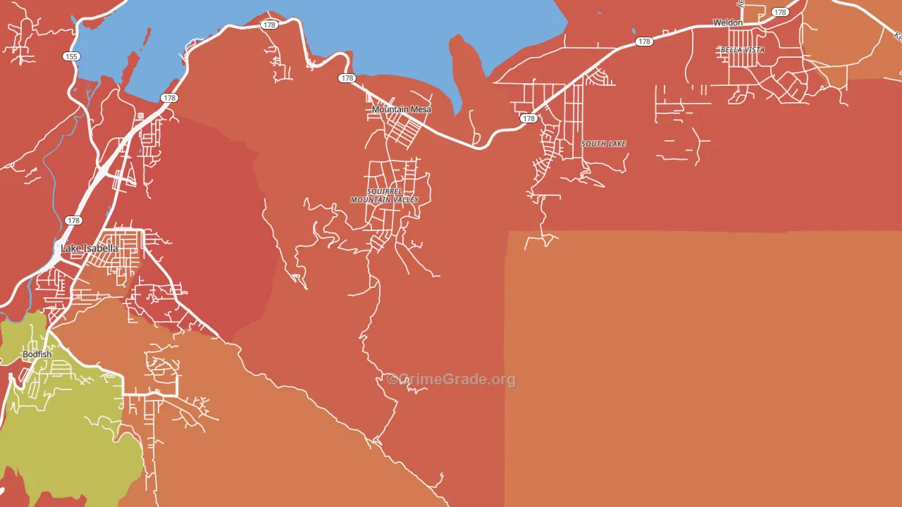Mountain Mesa, CA Map of Burglary Rates