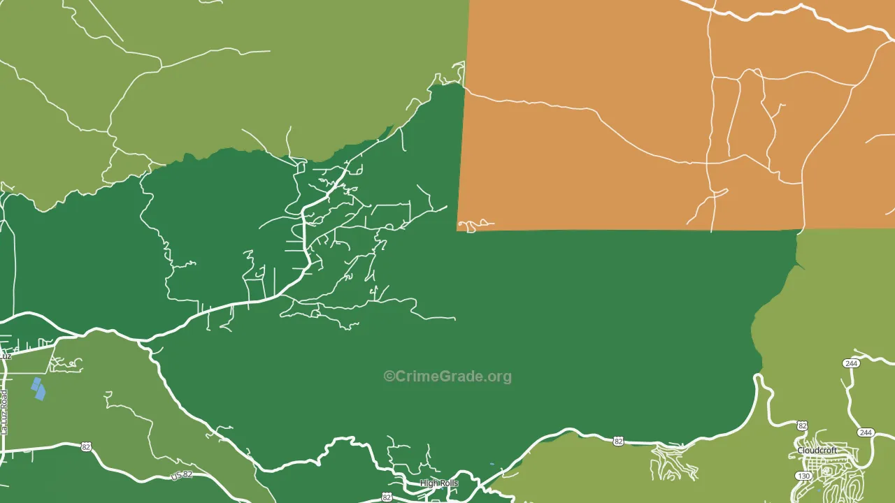 Mountain Park, NM Map of Burglary Rates