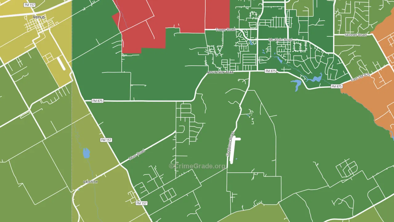 Mountain Peak, TX Map of Burglary Rates