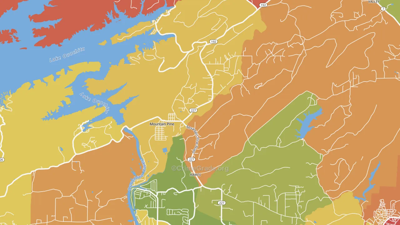 Mountain Pine, AR Map of Burglary Rates