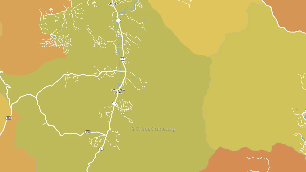 Mountain Scene, GA Map of Burglary Rates