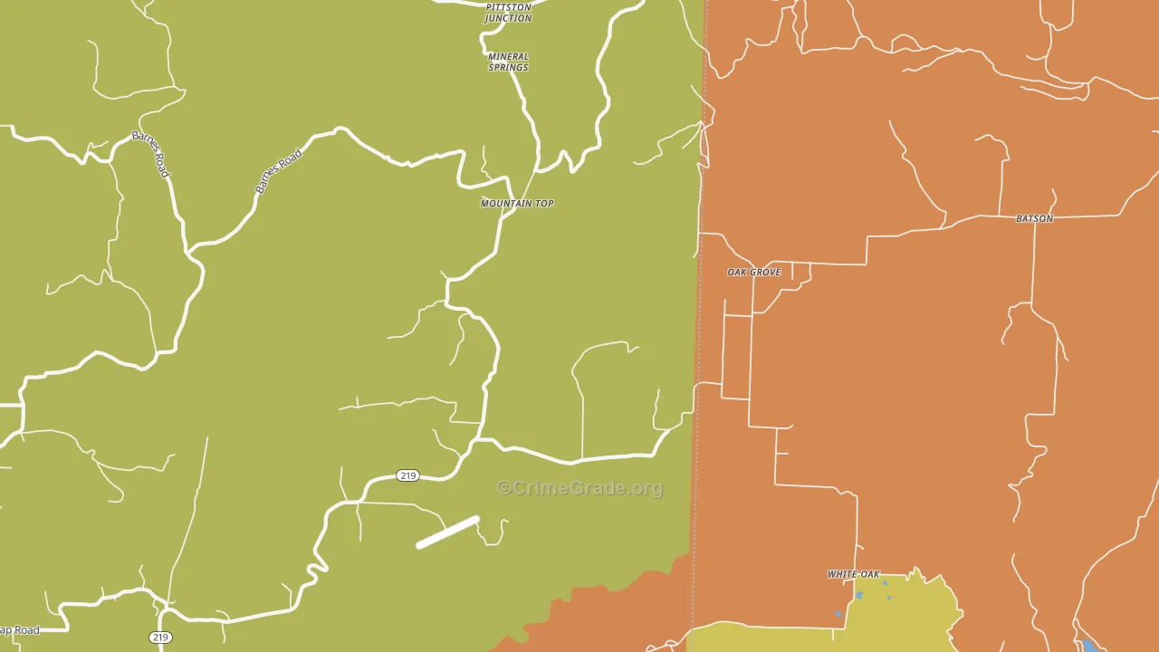 Mountain Top, AR Map of Burglary Rates