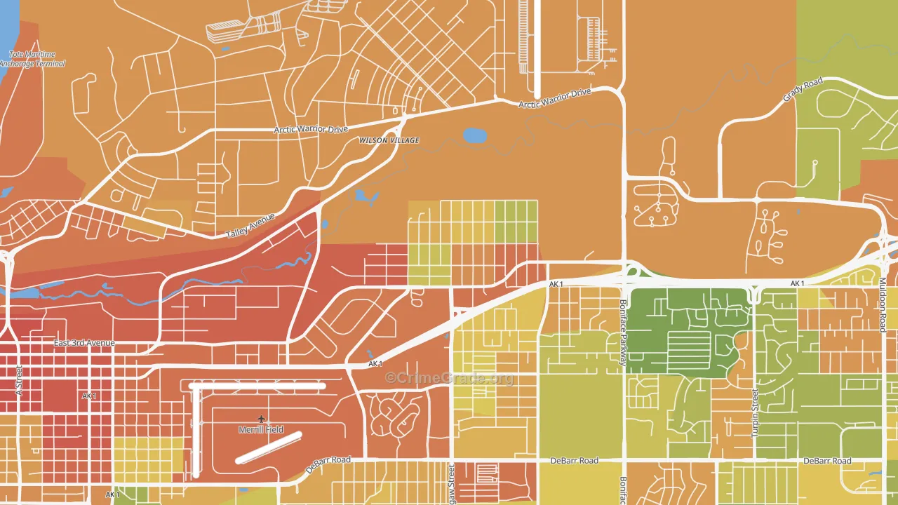 Mountain View, Anchorage, AK Map of Burglary Rates