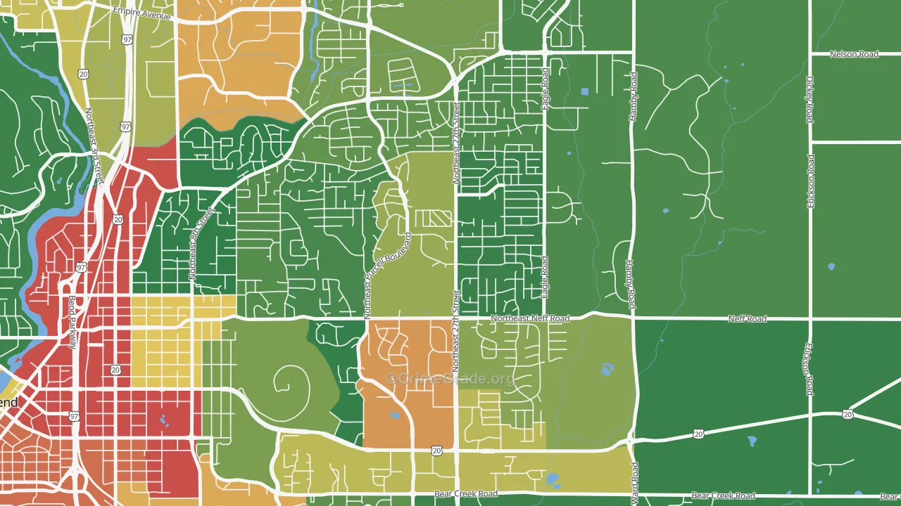 Mountain View, Bend, OR Map of Burglary Rates