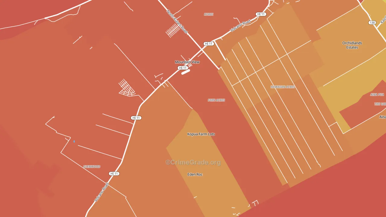 Mountain View, HI Map of Burglary Rates