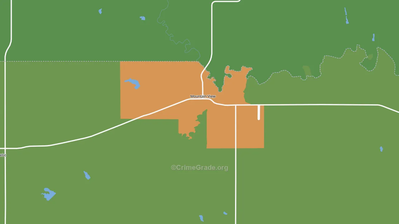Mountain View, OK Map of Burglary Rates