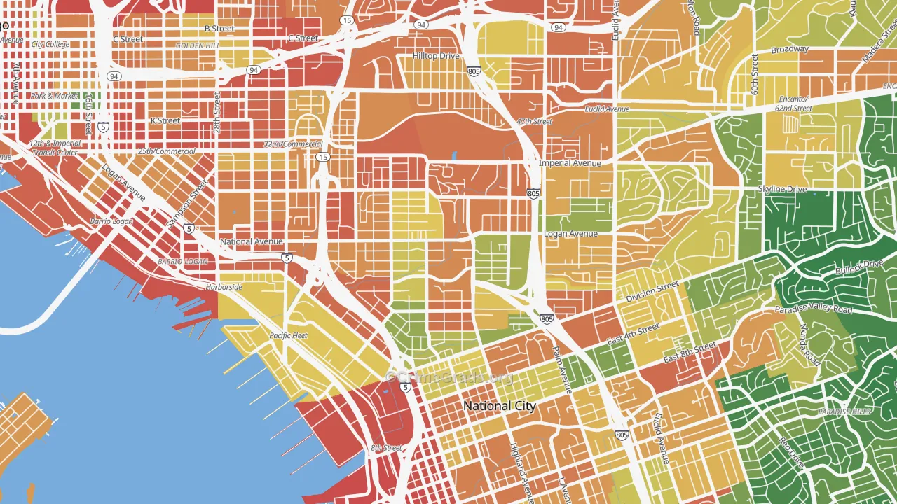 Mountain View San Diego, San Diego, CA Map of Burglary Rates