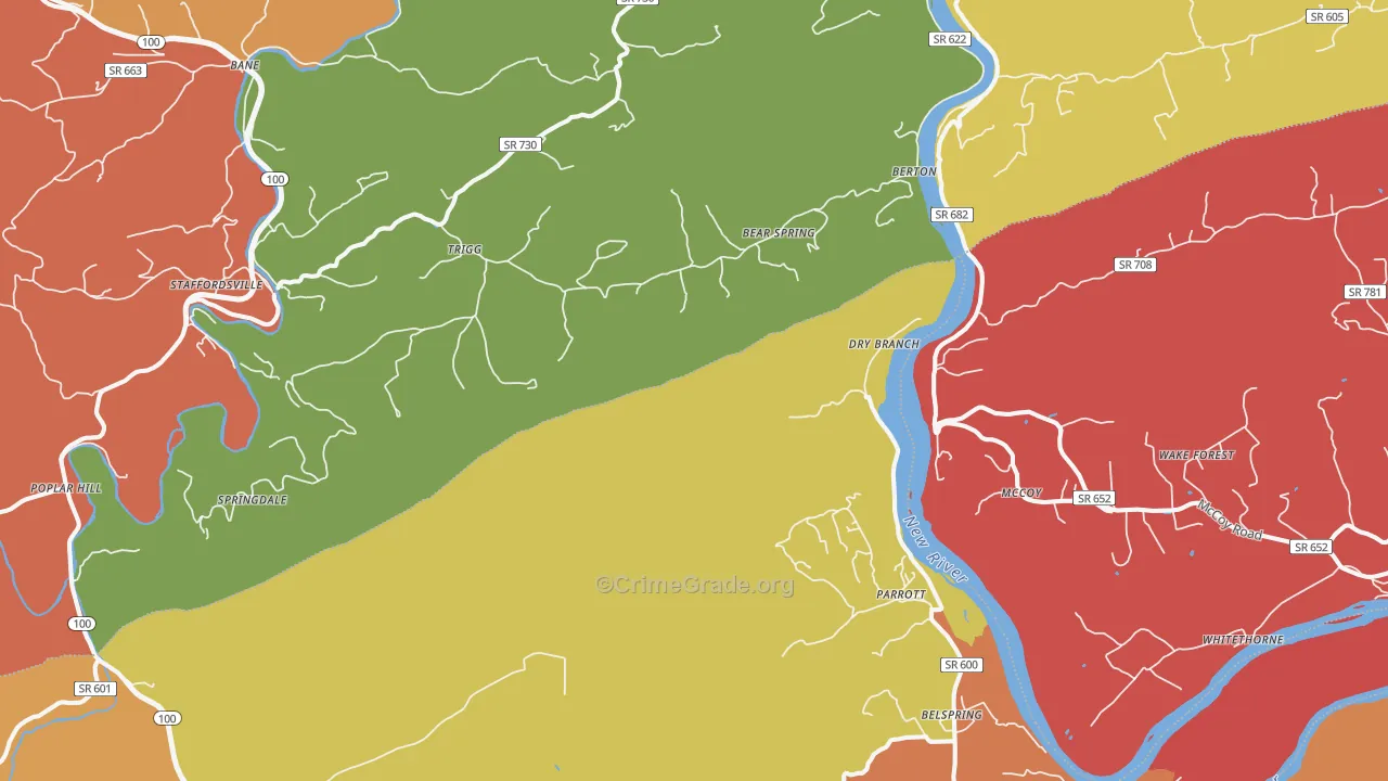 Mountain View, VA Map of Burglary Rates