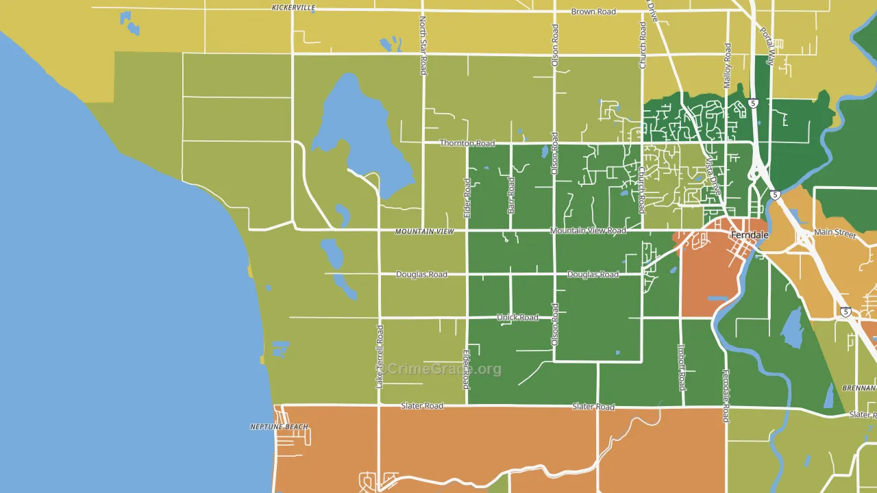 Mountain View, WA Map of Burglary Rates