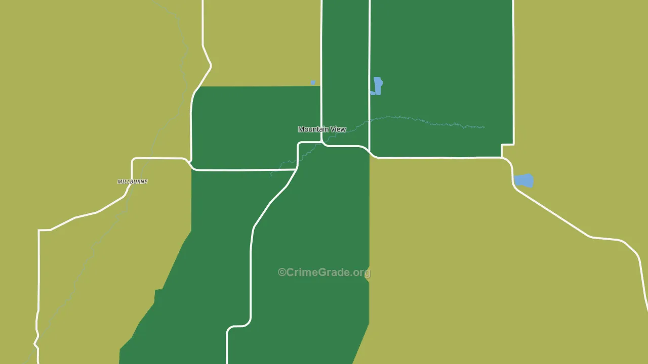 Mountain View, WY Map of Burglary Rates
